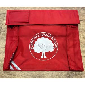 Burnt Oak Red Book Bag with school logo 