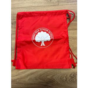 Burnt Oak PE bag with school logo RED